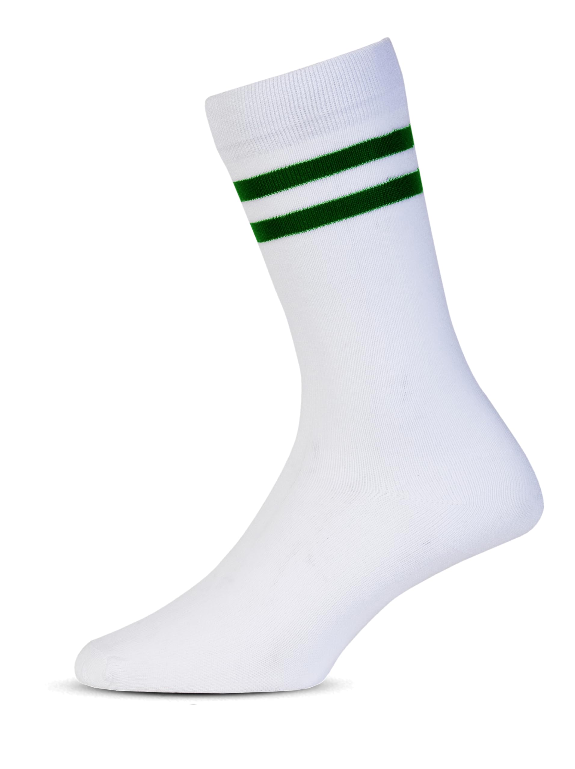 RC. ROYAL CLASS Boys Cotton & Girls Calf Length White Bottle Green Striped Dps School Socks (Pack Of 5 Pairs) (9-10 Years)