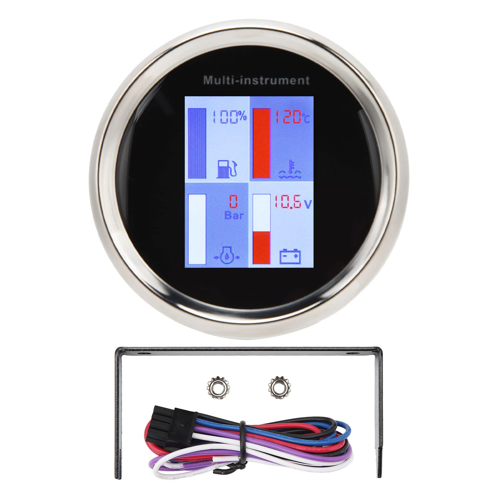 Dioche Temperatura da 85 Mm Indicatore di Temperatura Digitale da 85 Mm - Indicatore Multifunzione con Retroilluminazione a LED, IP67 per Yacht, e Motoscafi - Misurazione di Alta, Pressione del