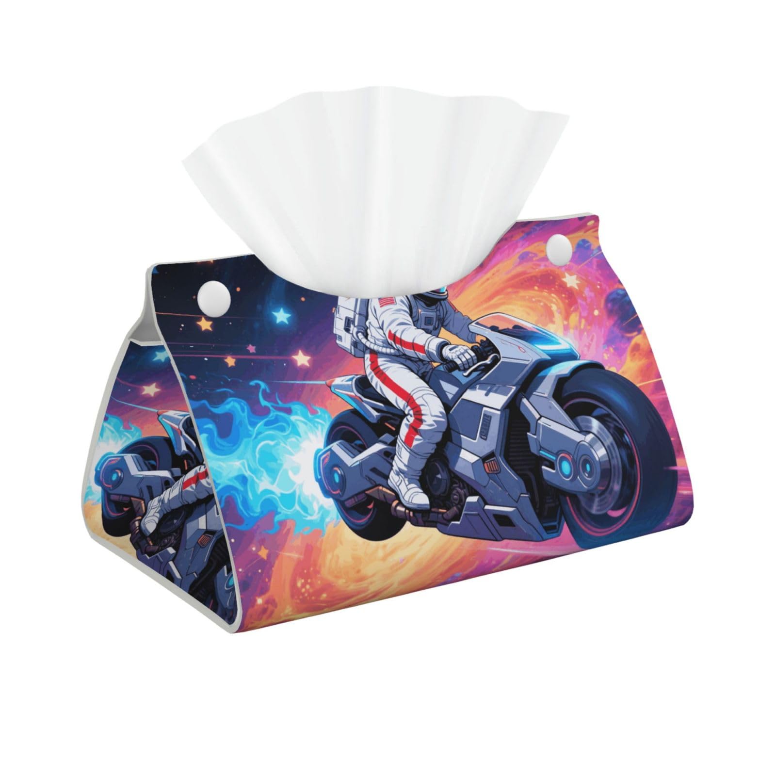 Pu Leather Tissue Box Cover, Space Astronaut Rectangle Tissue Case Covers Decorative Tissue Box Holder Waterproof Tissue Holder Organizer for Bathroom Home Office