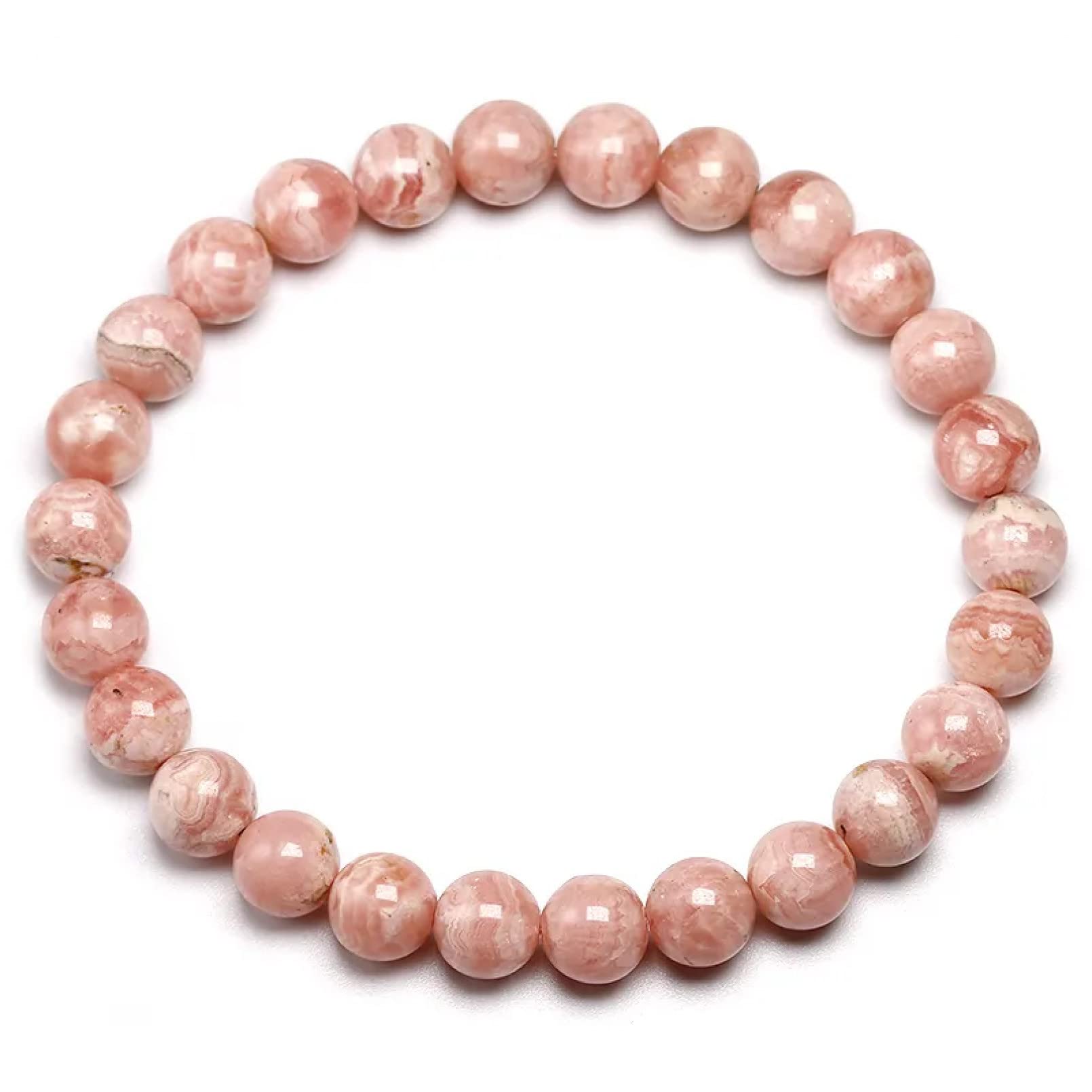 Braccialetto di perline 7Mm Rosa Rosso Diamante Bracciale Love Charm Rosso Perline Perline Elastico Bracciale Gioielli Donna