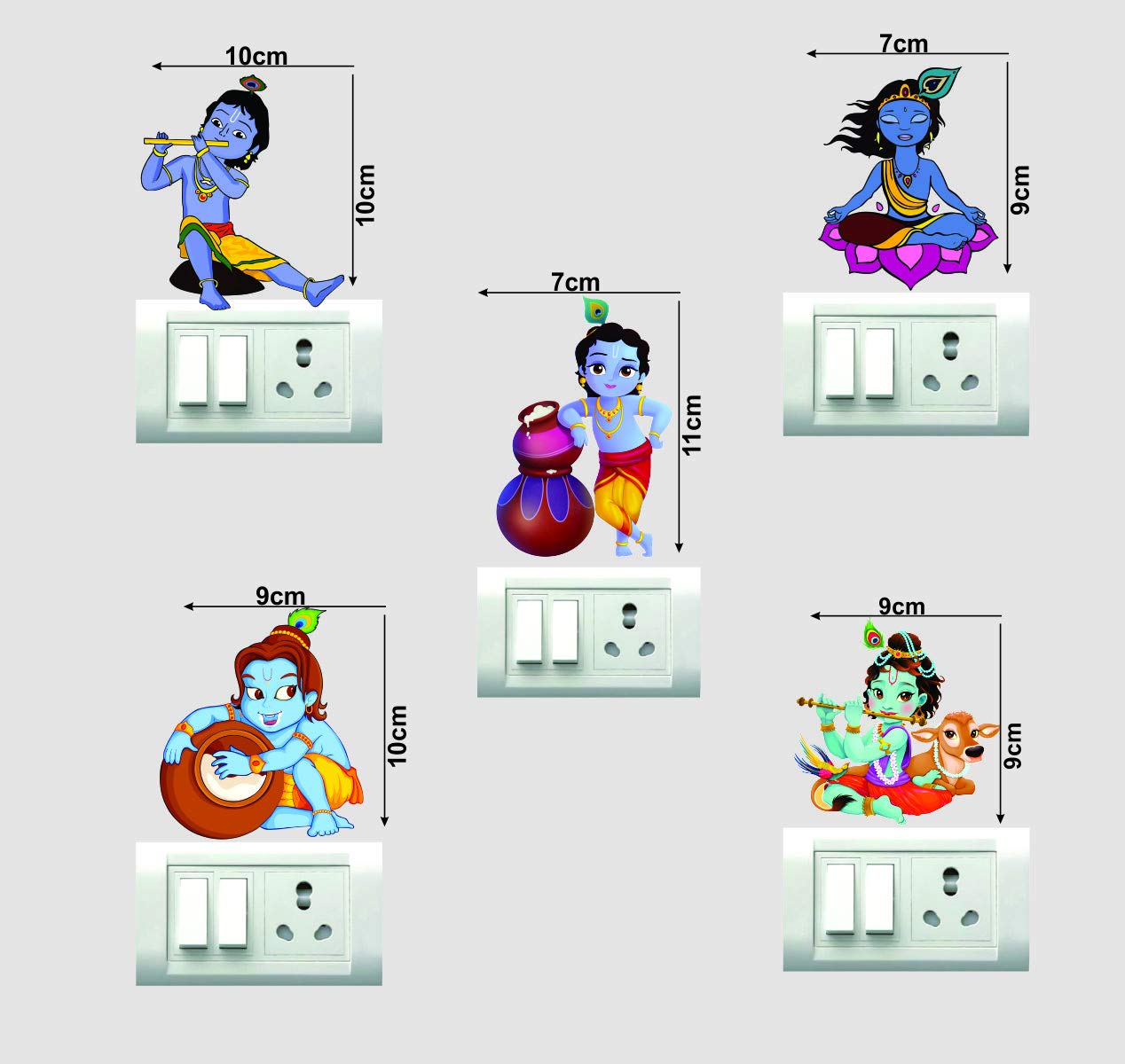 Decor Villa Lord Krishna Switch Board Wall Sticker & Decal for Living Room, Bedroom, Office (Vinyl, Standard, Multicolour) 2