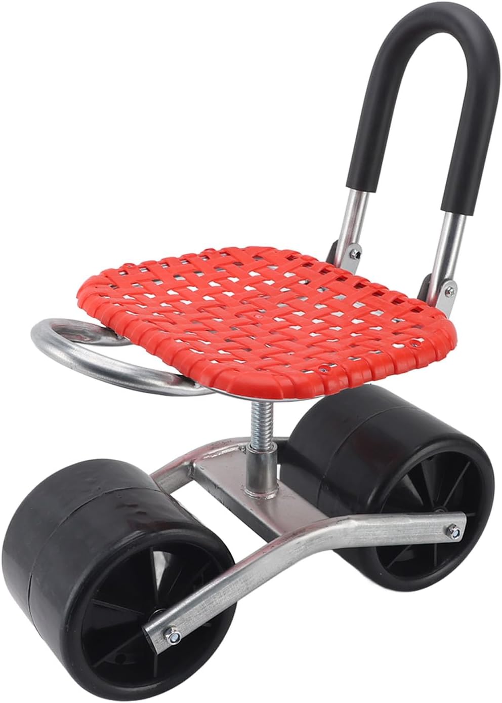 Garden Seat with Wheels Work Seat Garden Cart Rolling Stool Adjustable Height for Planting Weeding Lawn Care