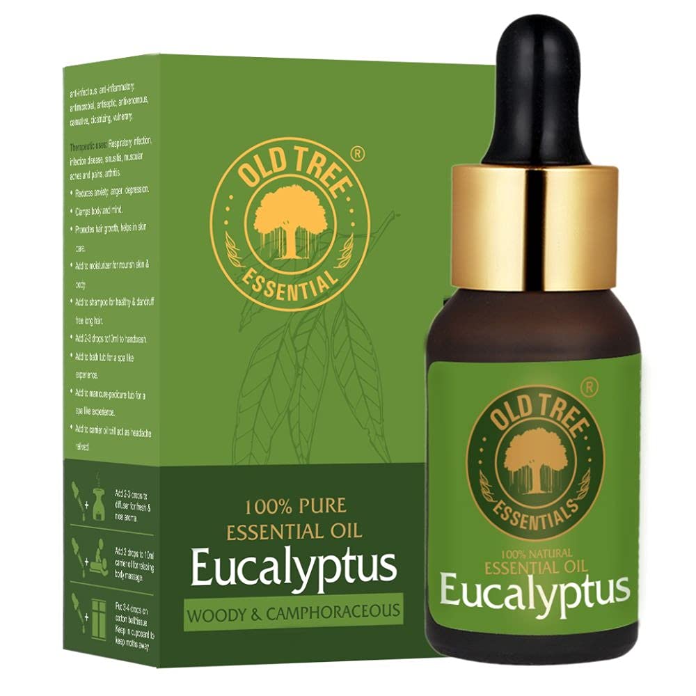 Old Tree Pure Eucalyptus Essential Oil (30ml) - for Skin, Home Fragrance, Steam Inhalation, Cold and Cough - Natural and Undiluted Perfume Oil for Aromatherapy & Relaxation
