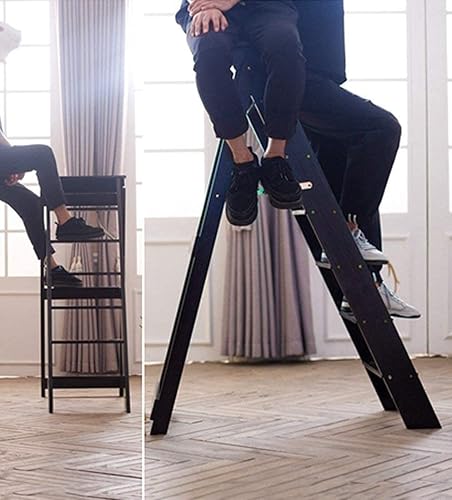 Miniatura 5 de FEHUN Escaleras, taburetes plegables de escalera, taburete de 5 escalones, silla de escalera, escalera portátil plegable, taburete alto