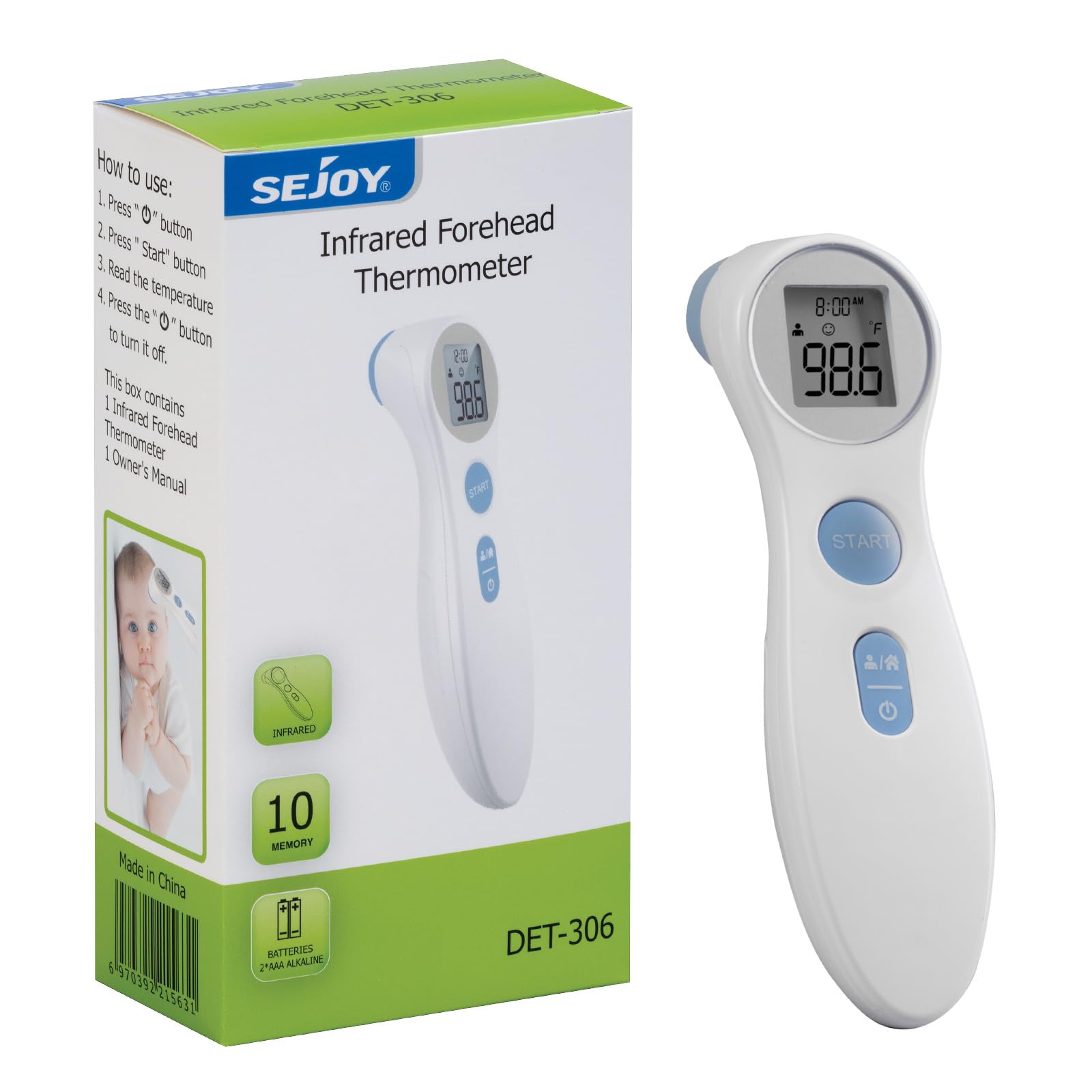 Veridian Non-Contact Infrared Thermometer | Quick & Accurate Temperature Readings for Adults, Kids, and Babies | Instant 1-Second Readout | Fever Alarm & Multi-Mode Measurement (Fahrenheit & Celsius)