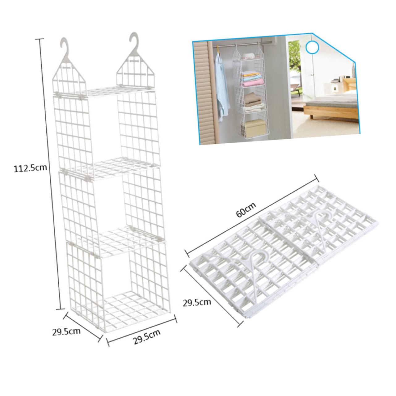 MAGICLULU Hängender Kleiderschrank Organizer, Dreilagig, Faltbar, Pp, Weiß | Pyjamas und Kleidung, mit Haken, Belüftet, Breite Öffnung, Einfach Abzunehmen