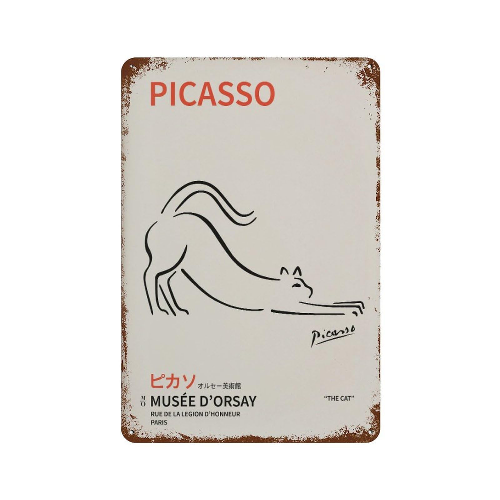 xiaoxiaoshen Picasso Cat – One Line Exhibition Wall Decor Art Metal Tin Poster Modern Home Decor Art Home Bar Shop Decorations Vintage Sign 30x20cm