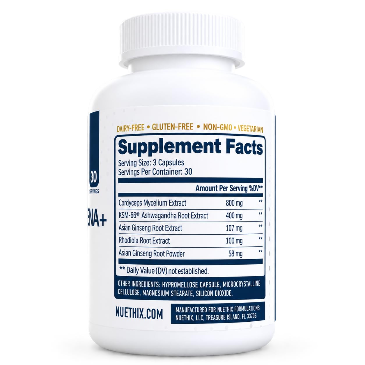 NuEthix Formulations Herbal Adrena+, Adrenal Support Supplements for Women & Men, Cortisol Support, Improve Energy Levels & Mood, Includes Cordyceps & Ashwagandha, Non-GMO, Gluten Free, 30 Servings — Amazon image 6