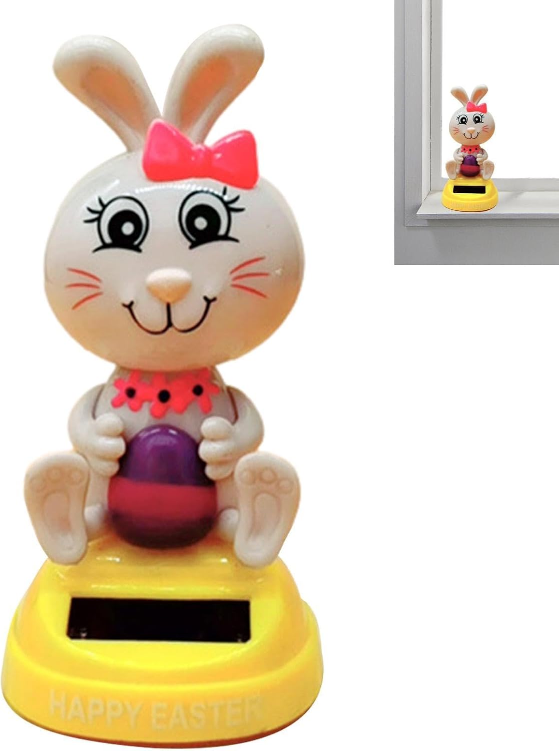 Solar Dancing Bunny – ABS, Easter Rabbit Powered Toy, Car Shaking Dancer | Perfectly Great for Vehicle Swing Figurine, Cute