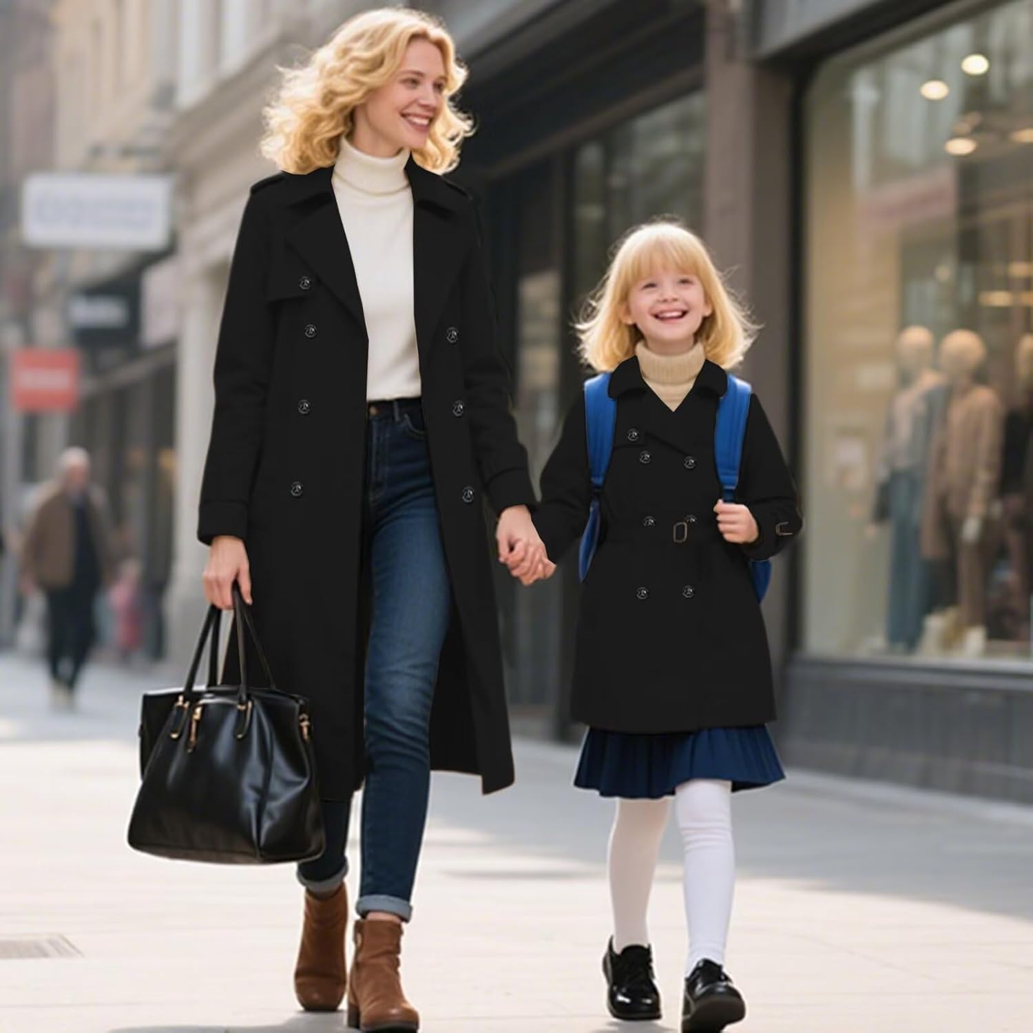 Betusline Womens & Girls Waterproof Trench Coat Double Breasted Lapel Overcoat Outerwear, 3 Years - Women 2XL - Image 3