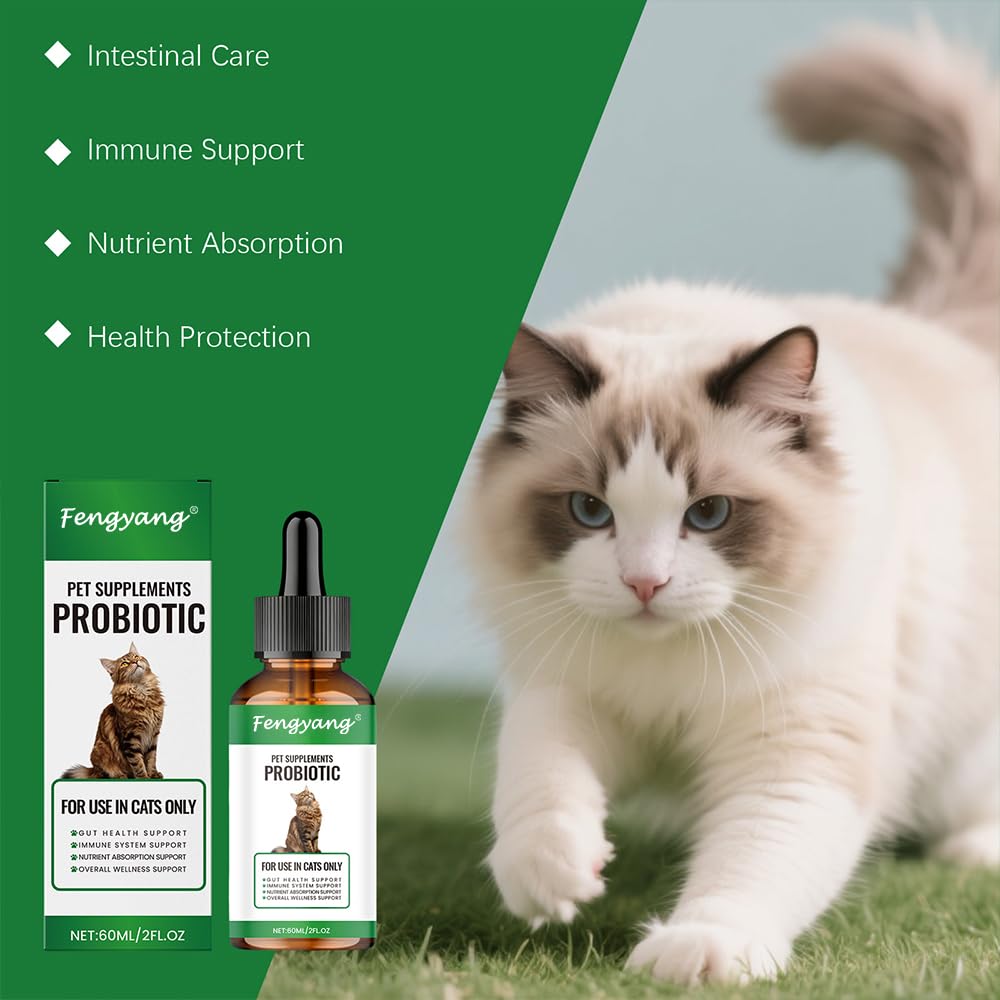 Fengyang® Gouttes Probiotiques pour Chats, Constipation Reltf pour Chats, Soulagement Doux De La Constipation, pour Une Digestion Saine
