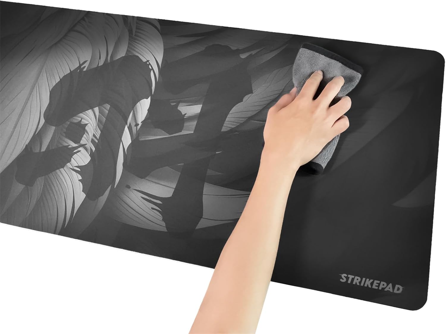 mst901 gaming large mouse pad, waterproof surface, high non-slip base, high speed strong stability holographic design (90cm x 40cm) (mst901 black) black 35.5l x 15.8w inches black and purple 