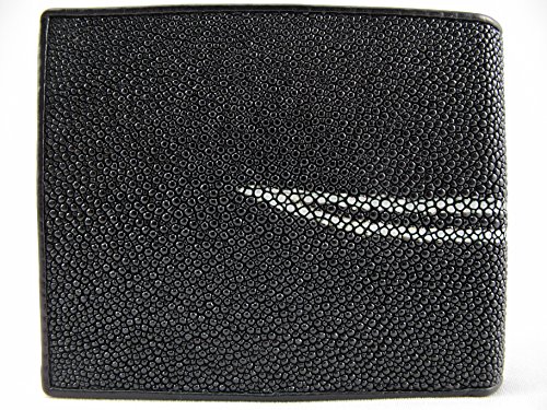 Genuine Stingray Skin Leather Bifold Wallet (Black)3