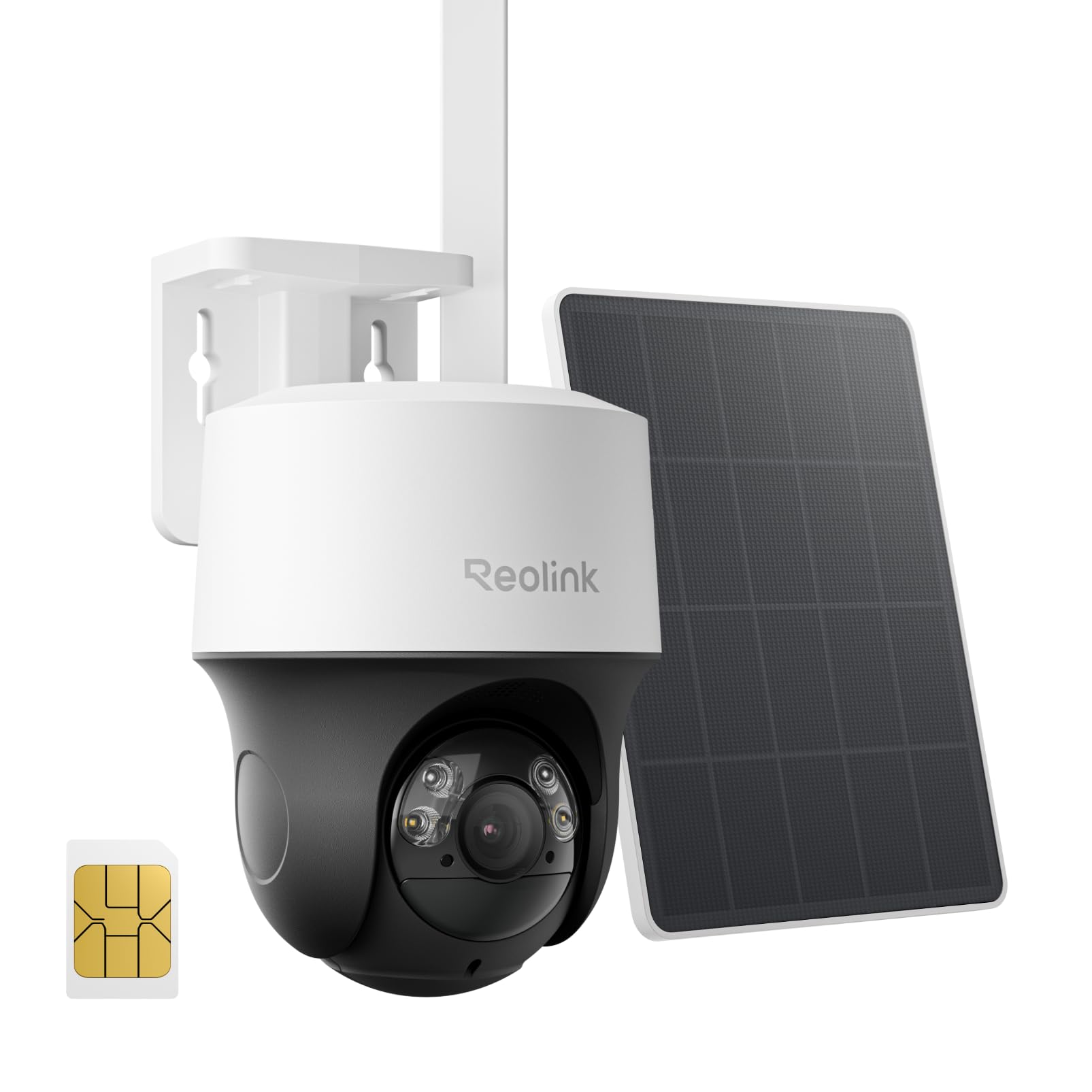 Reolink Kamera Zewnętrzna 4MP 4G LTE Bezprzewodowa, Obrotu i Pochylenia 360°, Automatycznym Śledzeniem, Wbudowaną Kartą SIM, Inteligentnym Wykrywaniem, Go PT S Lite+Panel Słoneczny