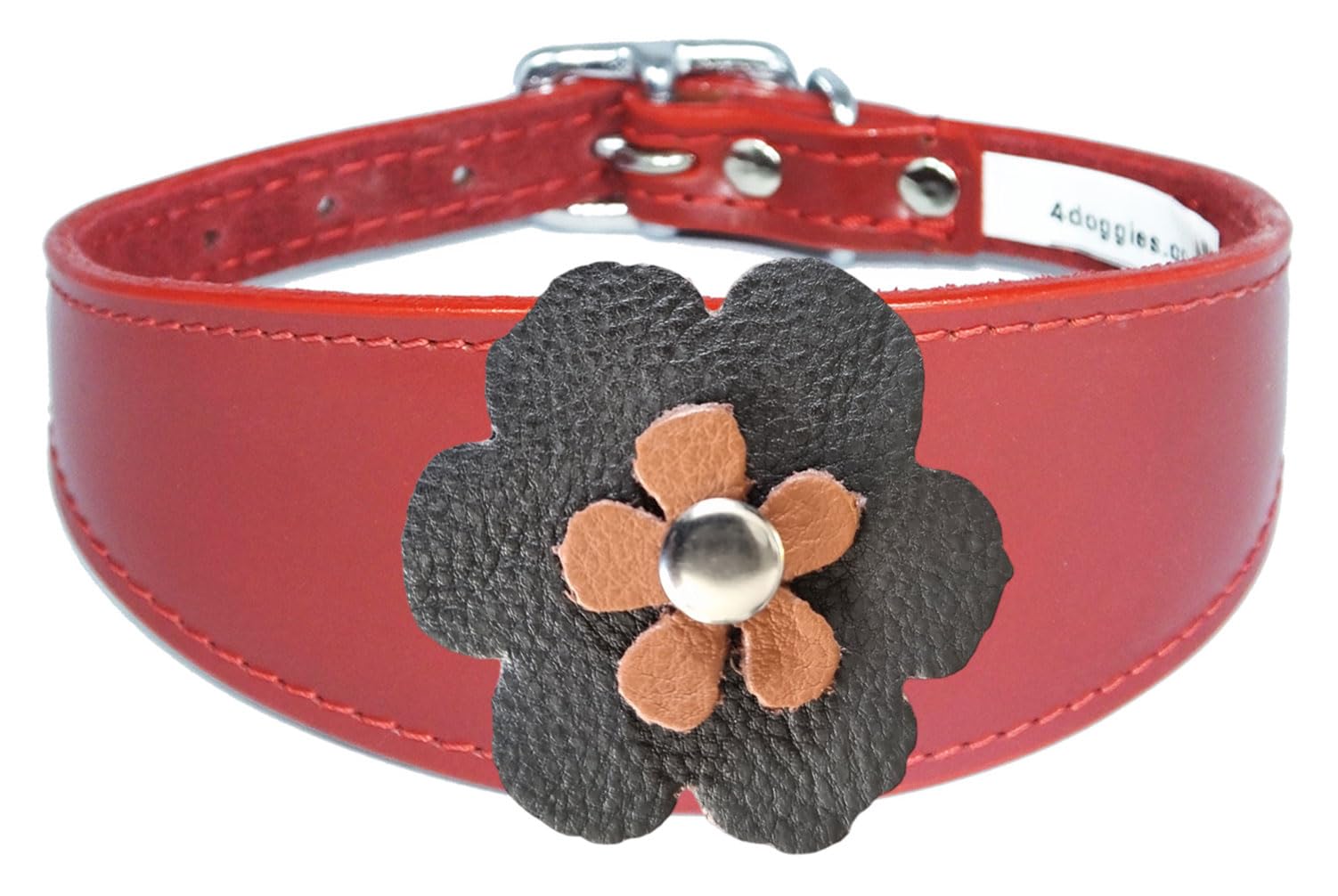 Sighthound Leather Collar with Padded Backing, Flower Design, for Whippet and Greyhound 1-3
