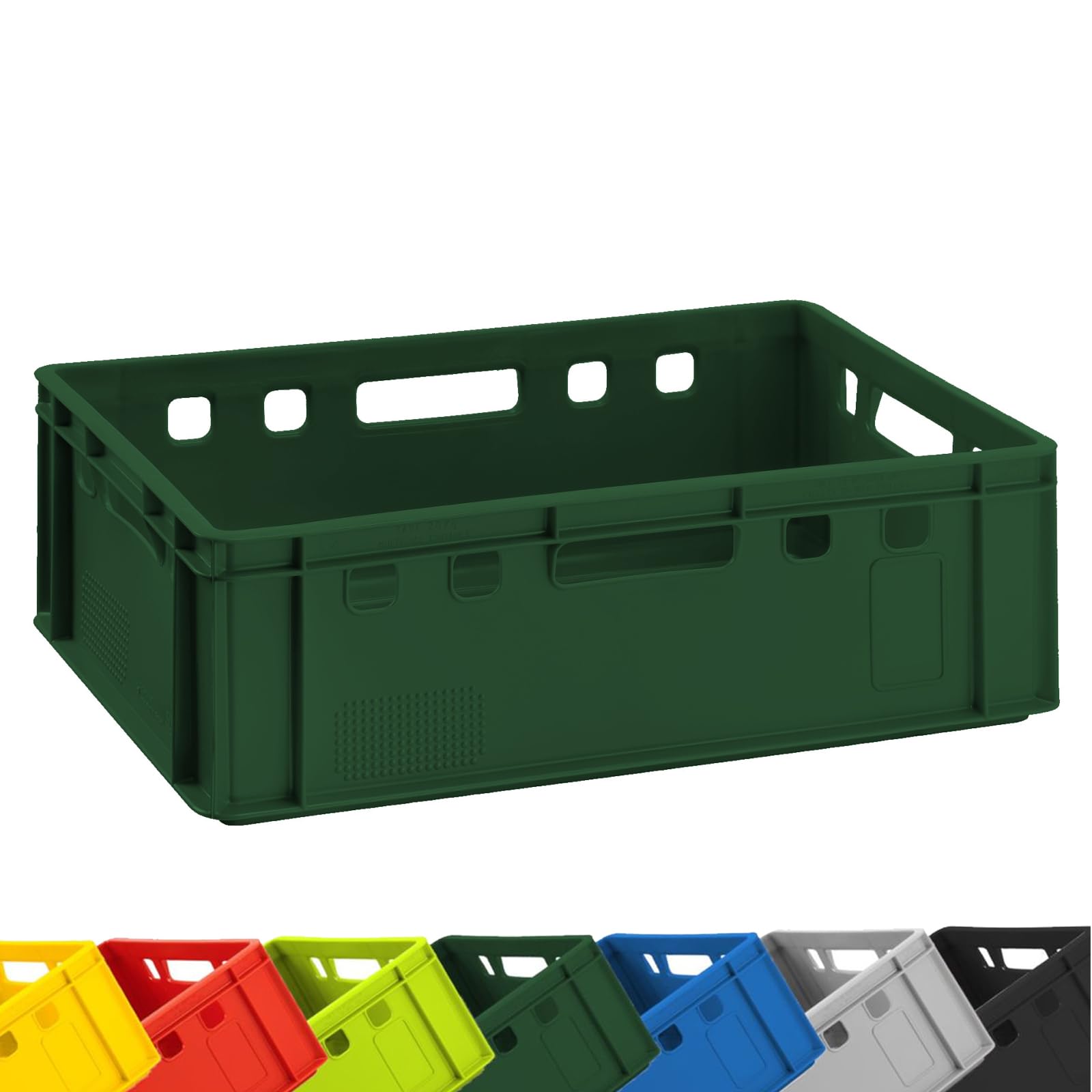BURI 1 x scatola per carne E2 verde scuro, 60 x 40 x 20 cm, scatola impilabile | Eurobox Made in Germany per alimenti, robusta, impilabile