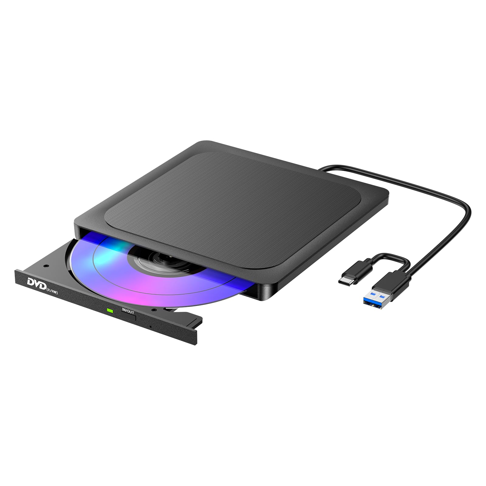 BHHB Lettore DVD Esterno con Finitura Metallica Spazzolata USB 3.0 - Masterizzatore CD/DVD±RW, per Mac e Windows PC, Lettore/Scrittore DVD ROM Compatibile con Laptop, Desktop, Mac, Windows 11/10/8/7