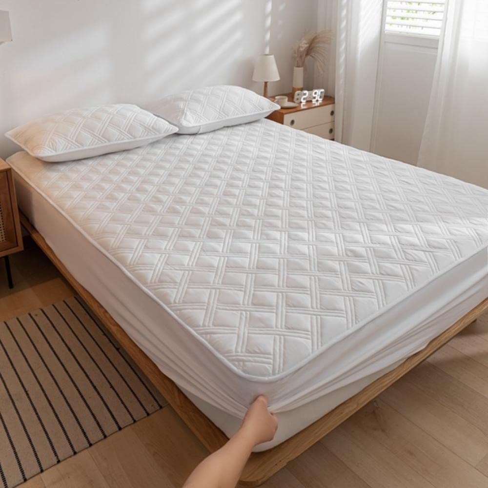 Fitted Sheet for Queen Mattress Twinpink Thick Cotton Quilted Mattress Protector Cover Washable Bed Cover and Pillow Case