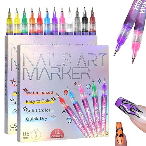 Marcadores de uñas, juego de bolígrafos 3D de 12 colores para arte de uñas, grafiti, punteado, dibujo, pintura, bolígrafo para bricolaje, arte de