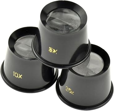 3pc Jewelers Eye Loupe Set 2.5X 5X 10x Mag Power Storage Container