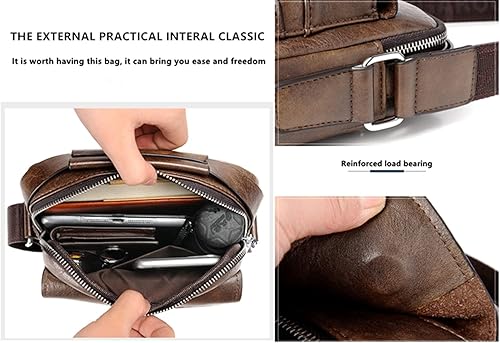 Miniatura 3 de Bolso de mensajero de cuero con hebilla con cremallera, bolso cruzado con asa vintage