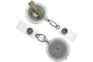 Specialist ID Badge Reel 25-Pack Clear Translucent Retractable ID Badge Reel