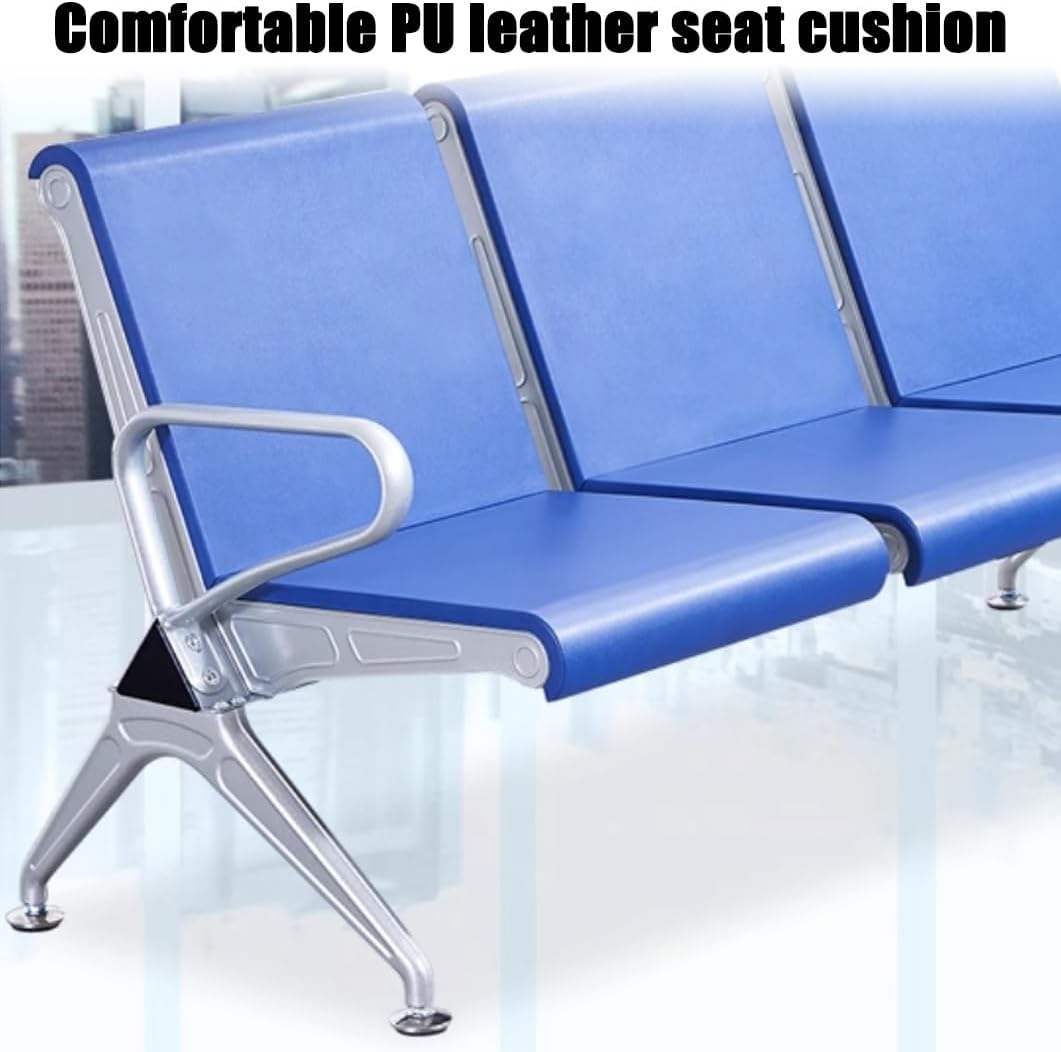 YVYKFZD 3 Seat Waiting Room Chairs, Waiting Room Bench with Arms, PU Office Guest Reception Chairs, Heavy Duty Airport Reception Bench for Bank Hospital Salon(Red)