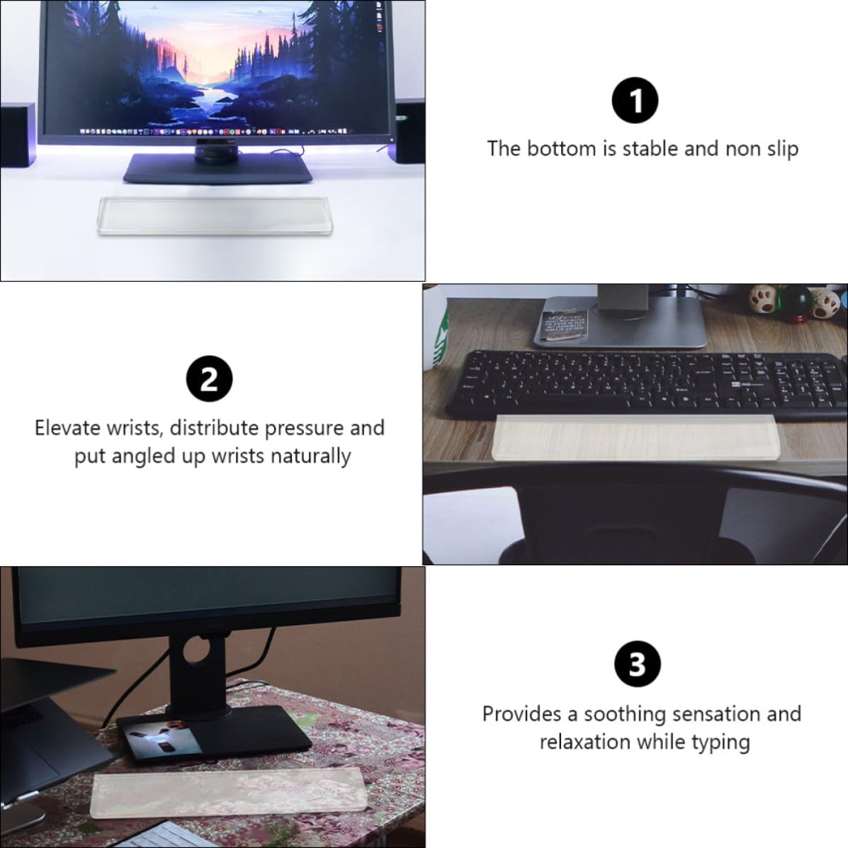 Reposamuñecas Ergonómico para Teclado de Resina Epoxi Blanco