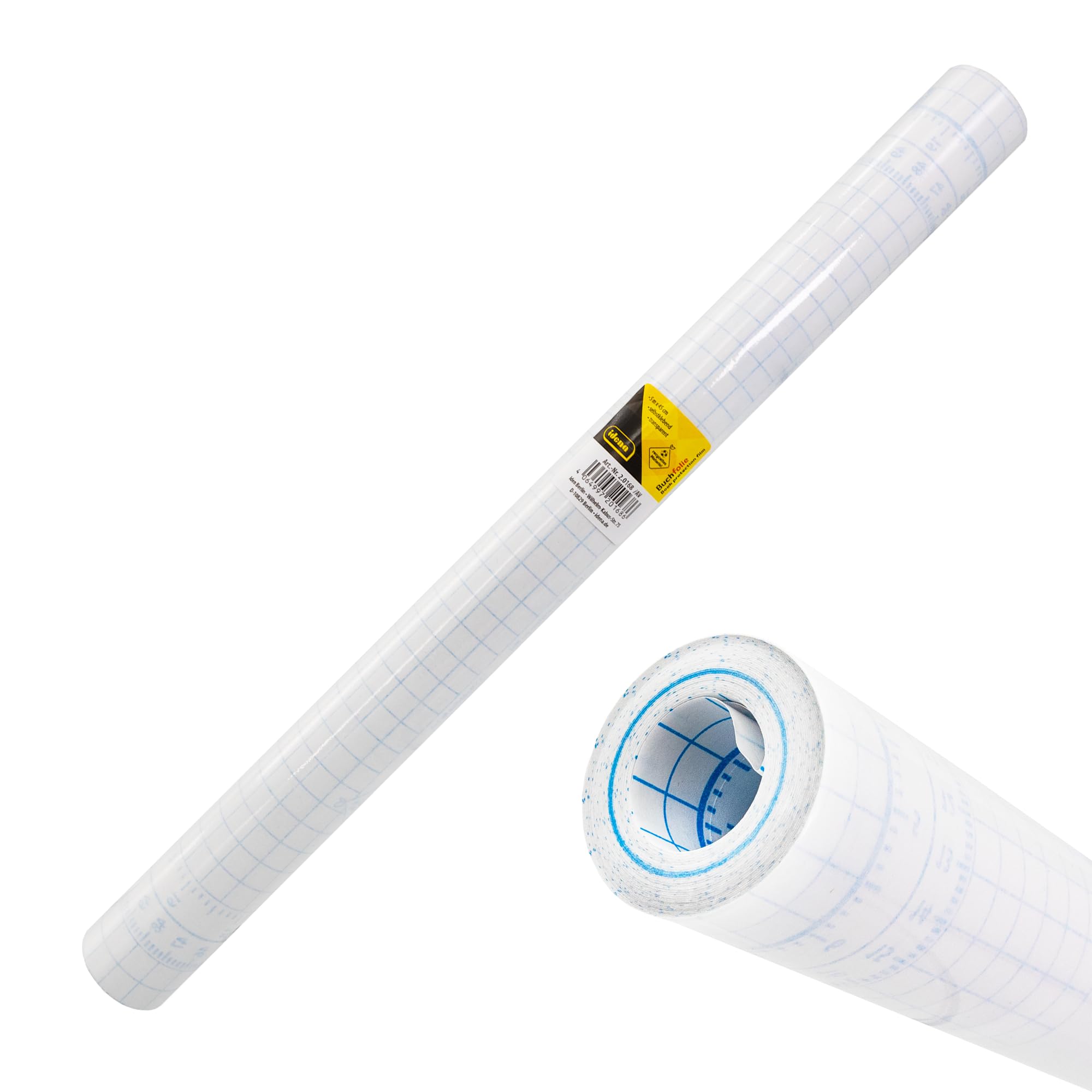 Idena 20168 - Buchfolie selbstklebend transparent, 5 m x 45 cm, Buchumschlag aus Kunststoff