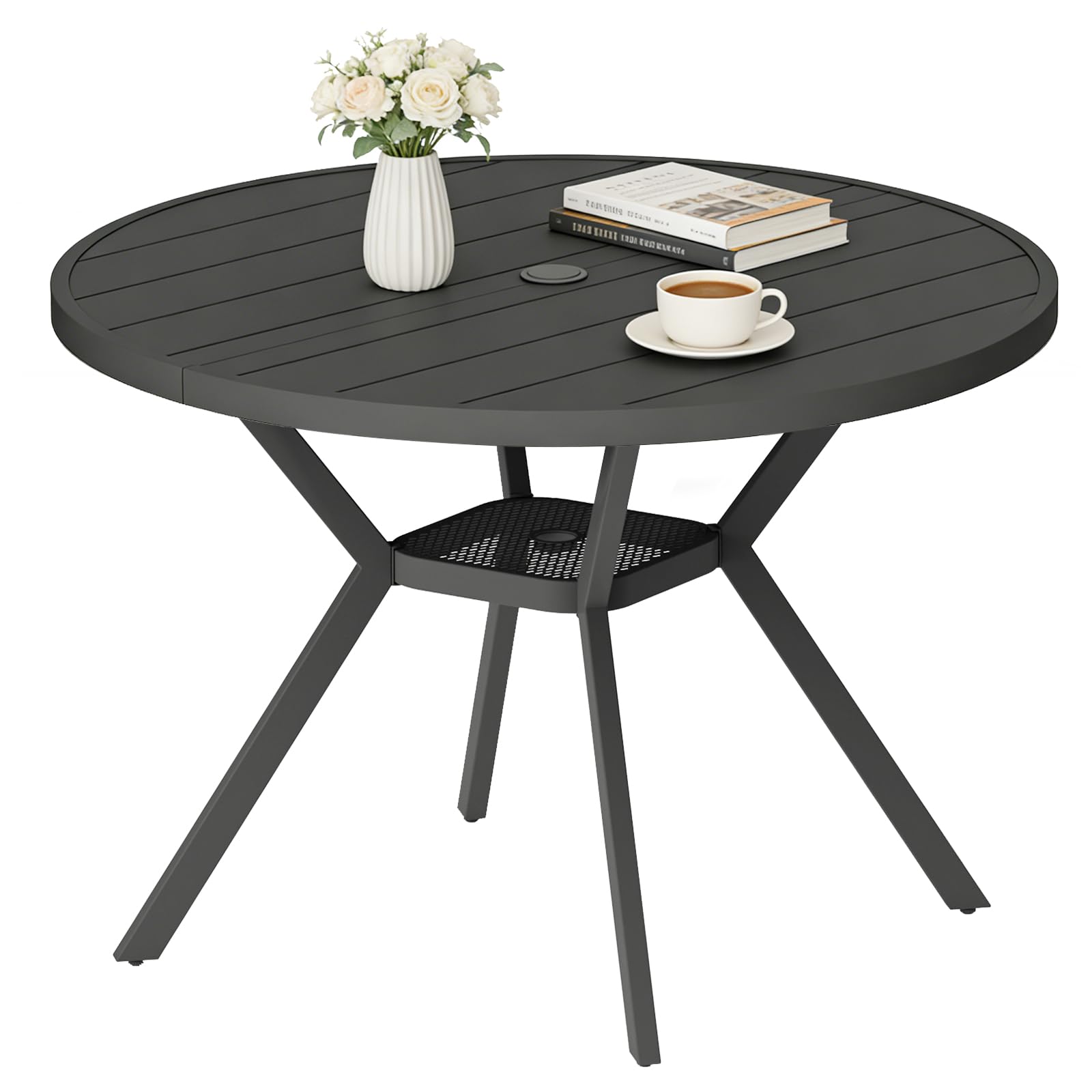 Redpick 42 Inch Outdoor Patio Dining Table with Umbrella Hole