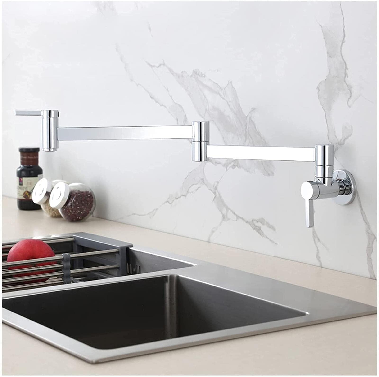 Robinet de cuisine rotatif 360 pliable en laiton mural eau froide uniquement