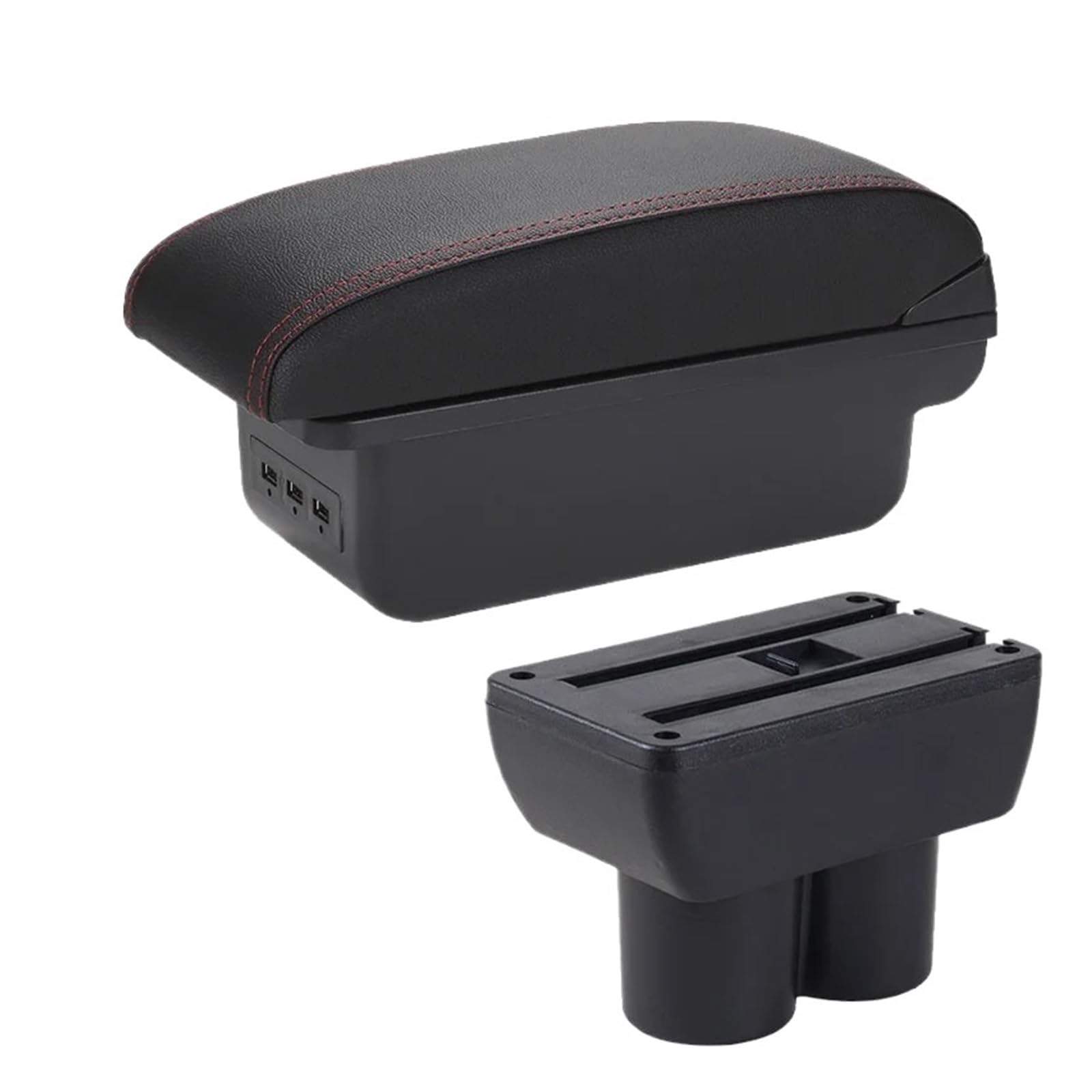 GBGWRMRYX Center Armrest Box For Suzuki For Jimny JB23 JB43 1999-2013 2014 2015 2016 2017 Car Armrest Box Retrofit Parts Arm Storage Box Accessorie Arm Rest(B1 Black red 3USB)