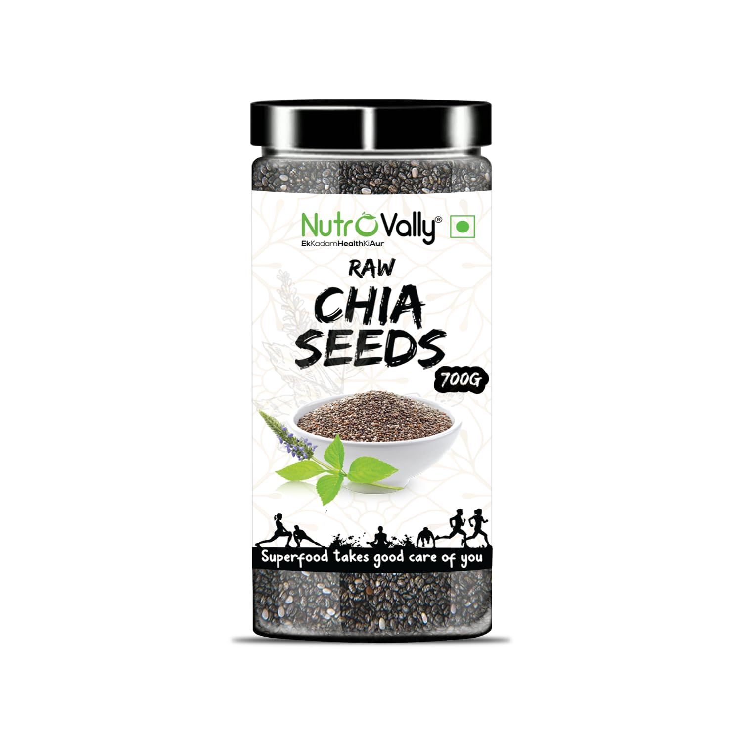 NutroVally Chia Seeds 700g |100% Organic Chia seed | Weight Loss & Skin Glow| Premium Seeds| Rich in Calcium, Protein & Fibre | Antioxidant Rich Seed| Healthy Snacks| Chia
