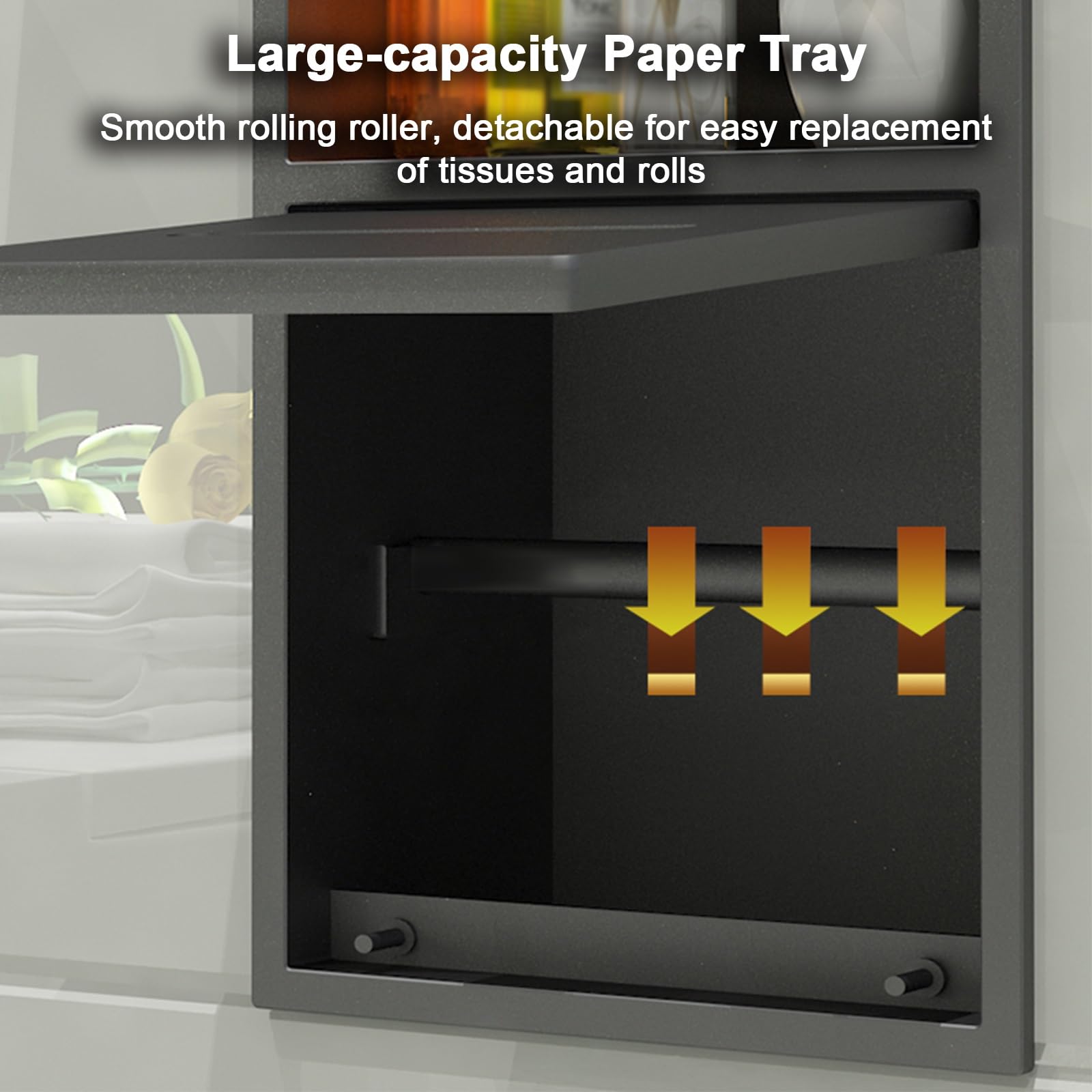 Dispenser Salviette Bagno da Incasso, Mensola da Muro a Due Livelli, Dispenser Carta Mani, Acciaio Inossidabile 304, per Camera da Letto, Ufficio, Cucina(Black)