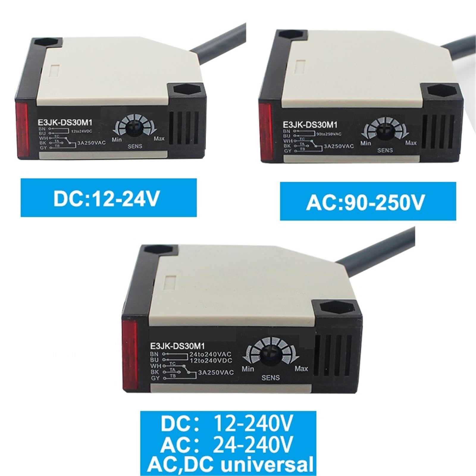1 Stück 30 cm Schaltabstand E3JK-DS30M1 DC12-24V / AC90-250V Infrarot-Sensor mit diffusem Reflexionsschalter(DC12-240V AC12-240)