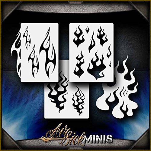 Mini Flames 2 Set AirSick Airbrush Stencil Template