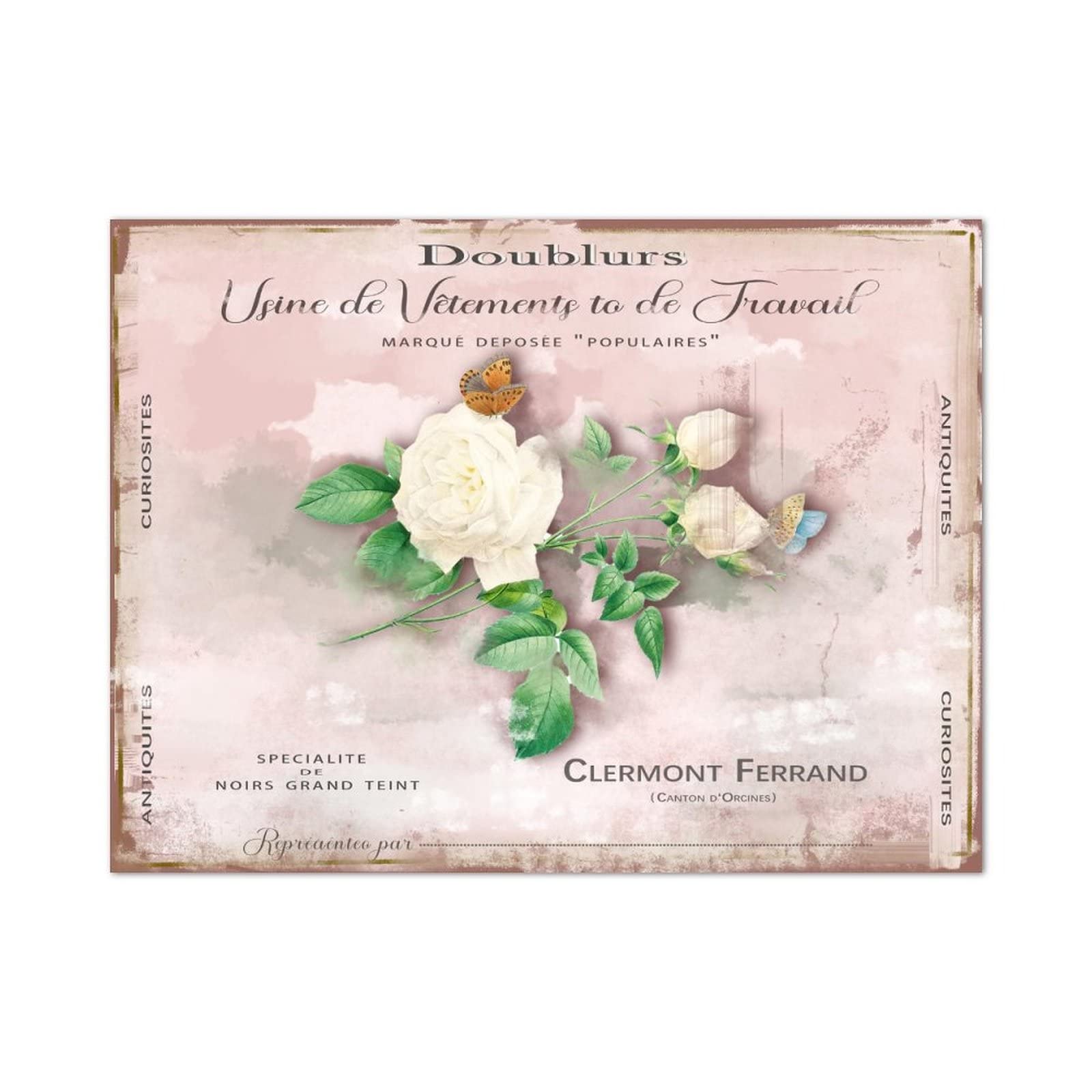 Plaque vintage en bois rose française pour habiller un mur vide avec élégance