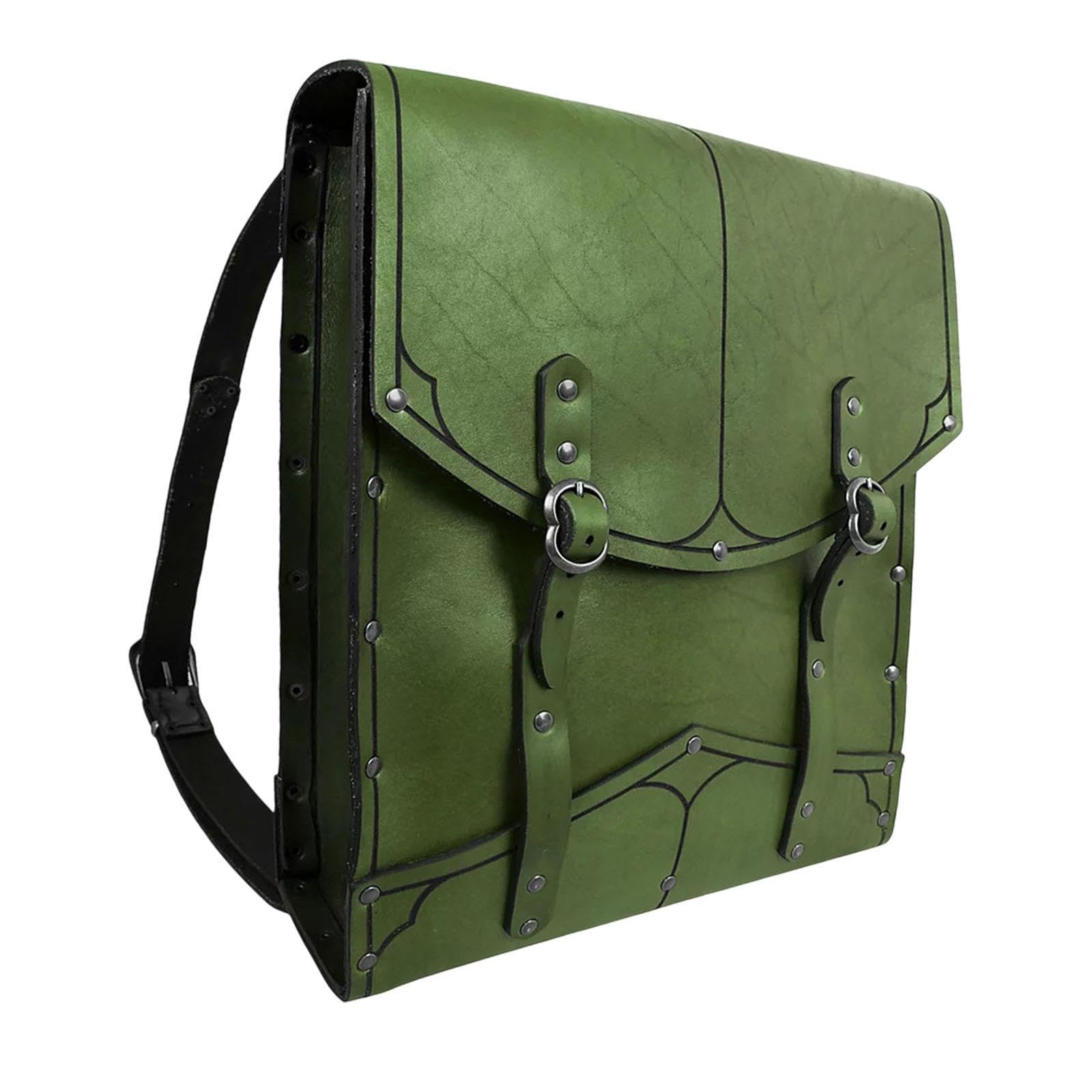 Vintage Style Backpack Adjustable Strap Rucksack for Business Party Shopping Green-image-35