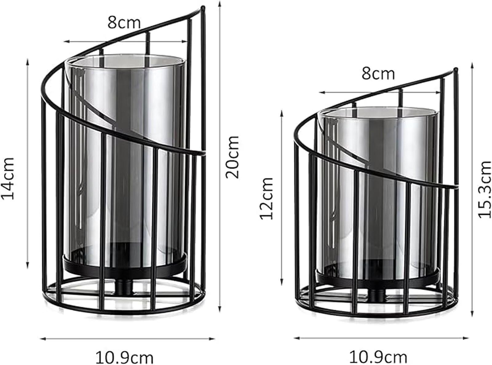 Candlestick Holder Set of 2, Glass Pillar Candle Holders Gold Decorative Tea Light Candleholders for Home Decor Table Decorations Centerpiece