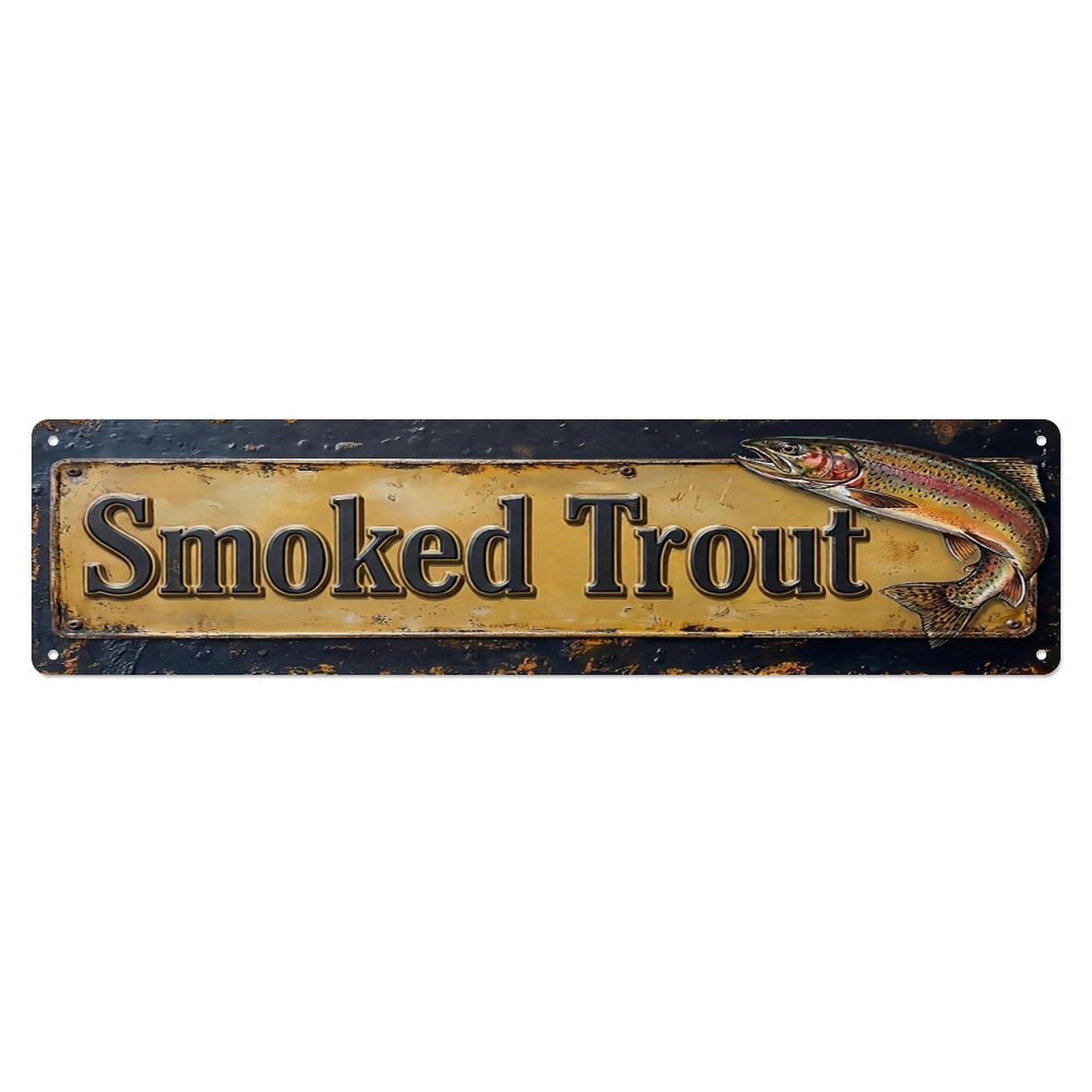 Vintage Smoked Trout Fresh Farmhouse Metal Tin Sign