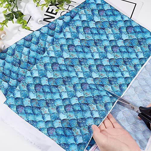 FINGERINSPIRE Mermaid Scales Fabric Cotton Fabric 100x145cm Deep Sea Blue Polyester Fabric Mermaid Printed Fishscale Pattern Fabric Cloth for T-shirt - Image 3