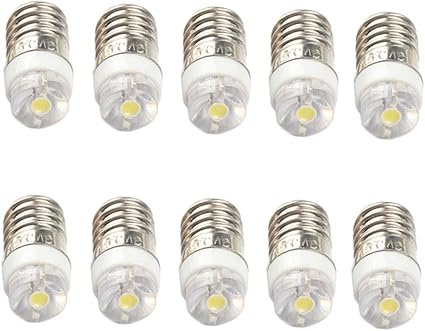 Amazon Anftop 10x E10ソケットled豆電球dc 3vホワイト6000k 0 5w トーチヘッドライトヘッドランプミニヘッドランプ懐中電灯電球交換ライト Anftop Led電球 通販