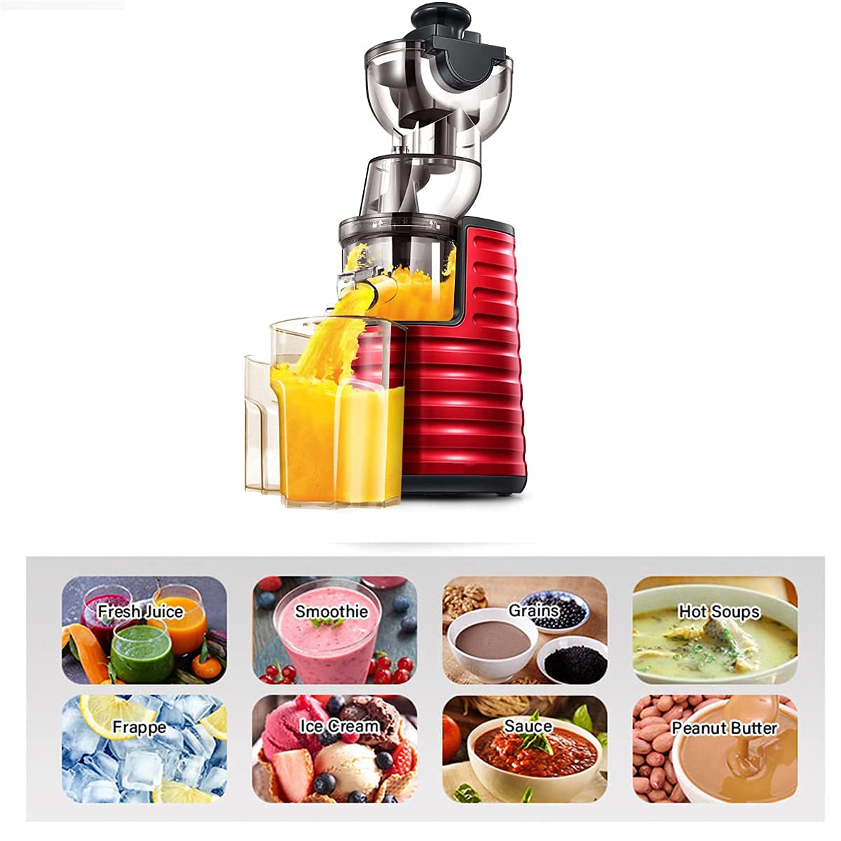 ERoomQ Juicer Machine, Fully Automatic Orange Juice Squeezer, Slow Juicer Electric Smoothie Blender