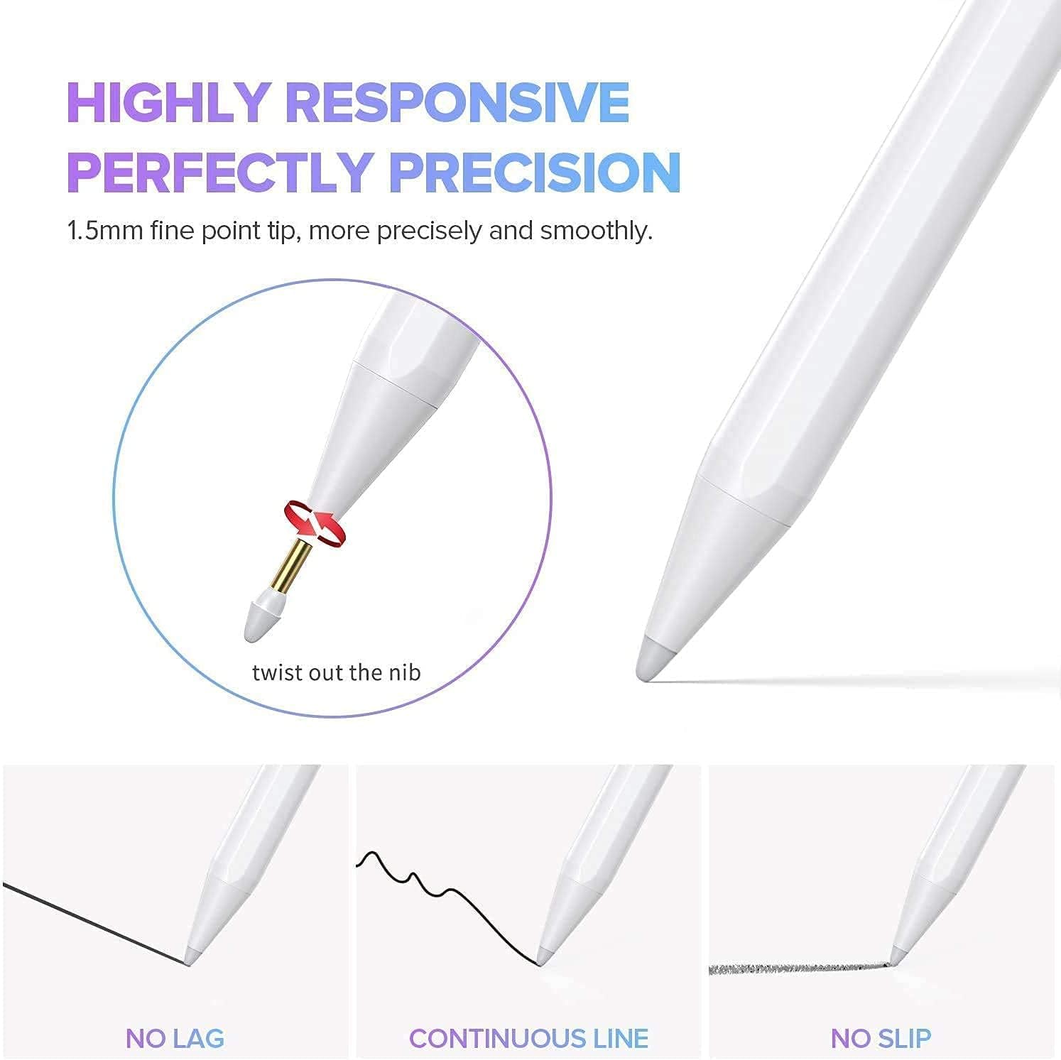 Stylus Pen for iPad with Palm Rejection, Active Pencil Compatible with (2018-2023) iPad Pro (11/12.9 Inch),iPad 6th/7th Gen,iPad mini 5th Gen,iPad Air 3rd Gen for Precise Writing/Drawing