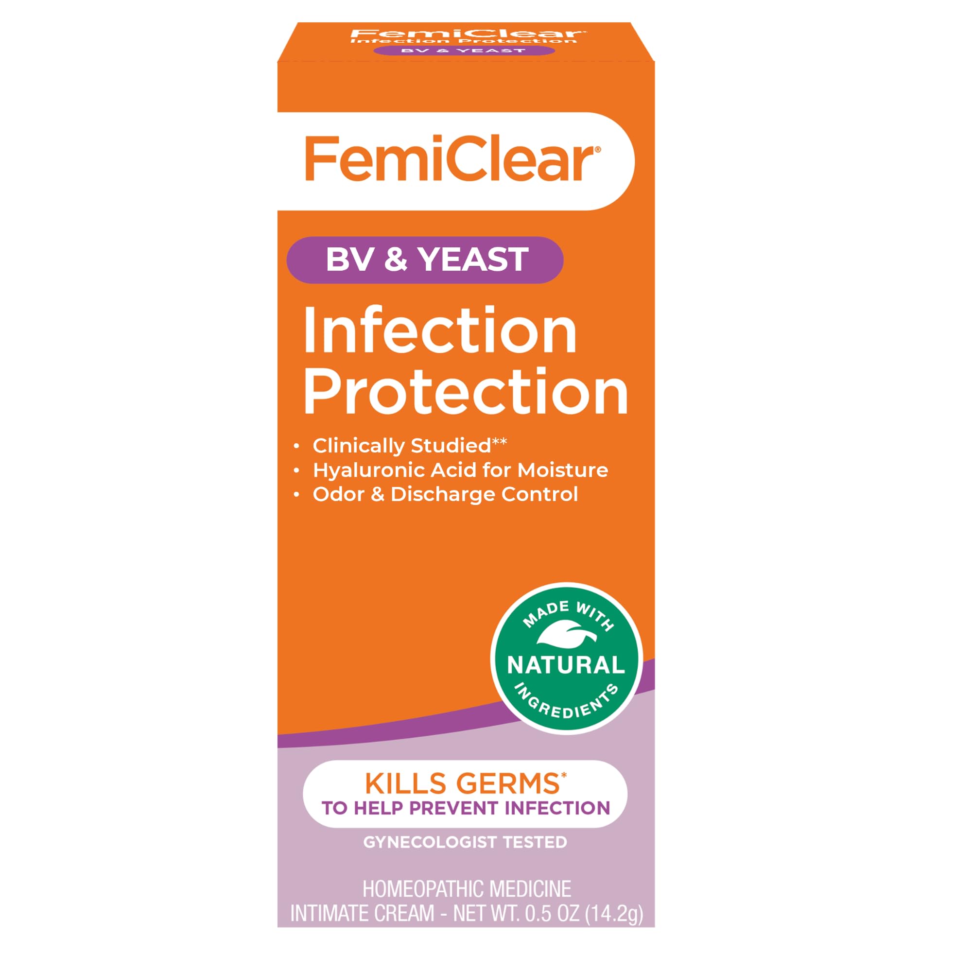 FemiClear Infection Protection Against BV & Yeast - Natural Feminine Care Cream