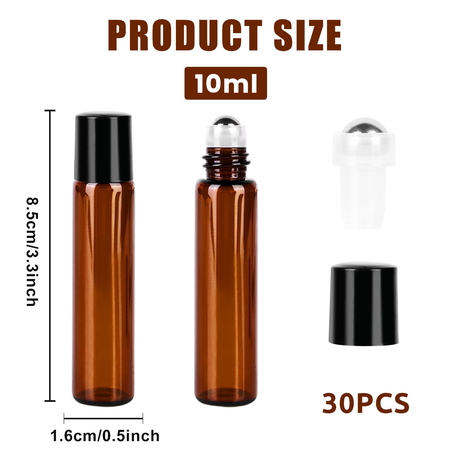 Lot de 30 bouteilles en verre roll-on 10 ml rechargeables huiles essentielles