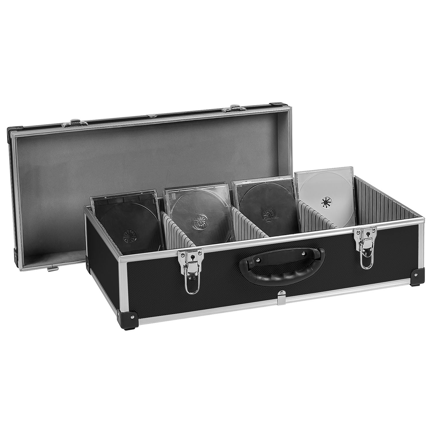 anndora CD Koffer für 80 Standard CD Cases - 56,5 x 29 x 18,5 cm - Schwarz