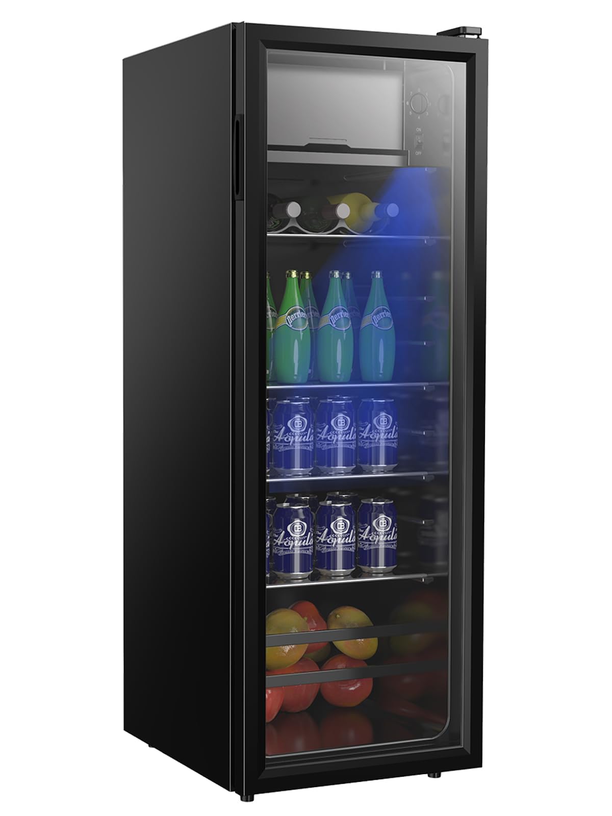 KRIB BLING Beverage Refrigerator with Freezer 180 Can Freestanding Beverage Cooler with Adjustable Shelving Glass Door for Beer Soda or Wine Perfect for Home Office or Bar Black (KB03-FLB-120) | Fridge.com