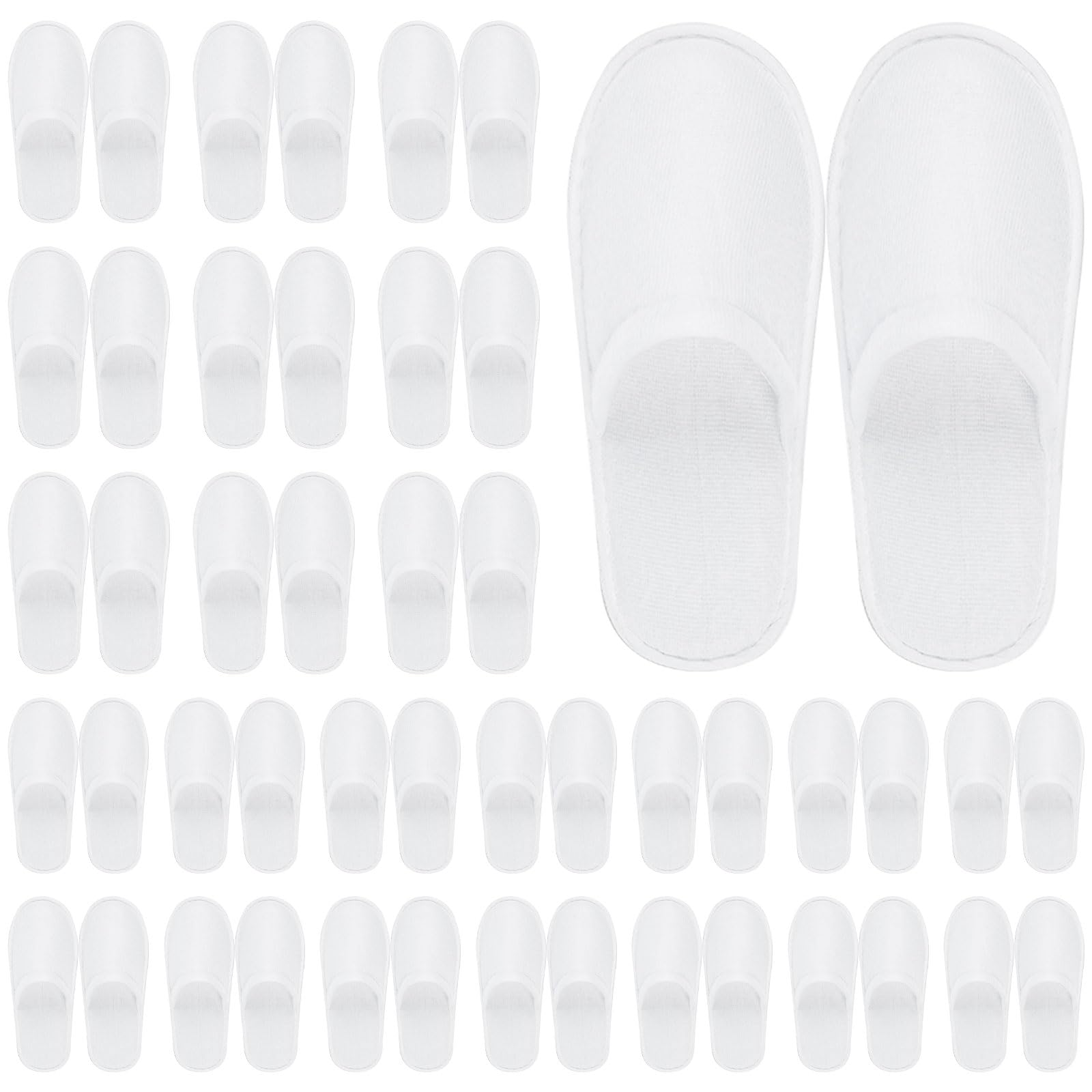 Lot de 24 Paires de Chaussons Jetables pour Hôtel et Spa, Blancs | Pantoufles Fermées Antidérapantes pour Invités, Maison, Voyage, Salon de Beauté, Hommes et Femmes