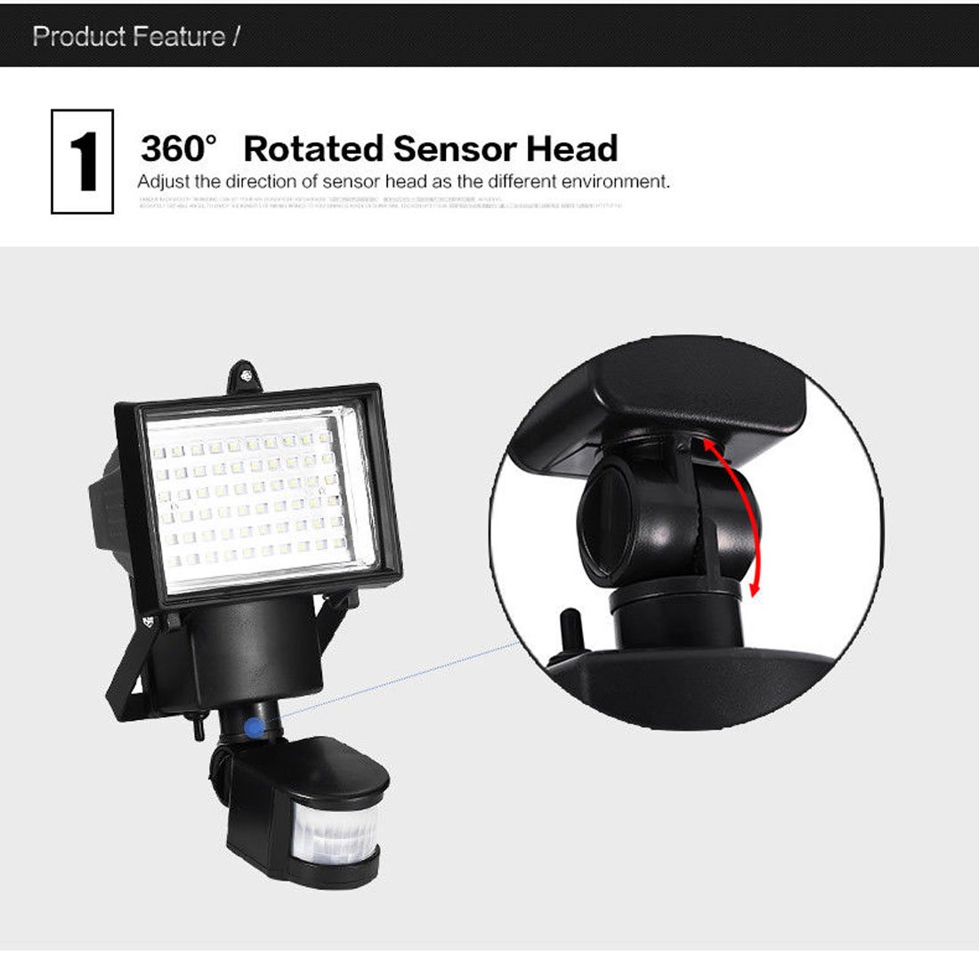 2 pezzi 60 LED lampada solare luce solare esterno faretto solare con sensore di movimento